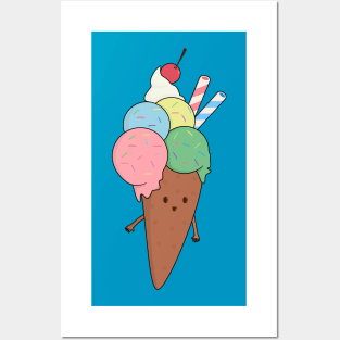 Ice Cream Cone Kawaii T-Shirt Posters and Art